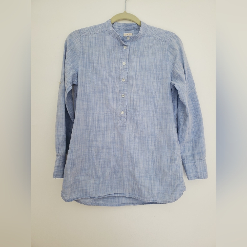 Women J Crew Sky Blue Button Shirt Tunic Size XS